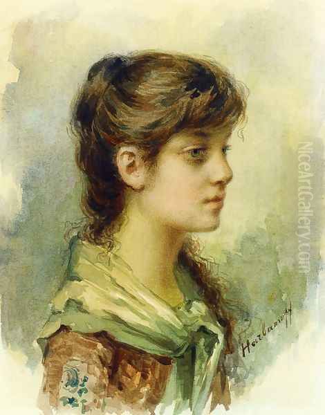 The Artists Daughter2 Oil Painting by Alexei Alexeivich Harlamoff