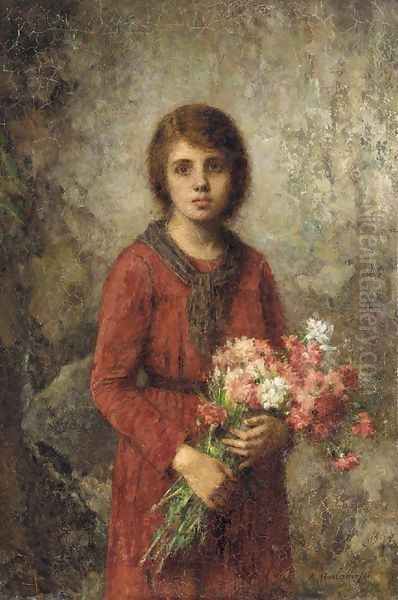 Artist-s daughter Oil Painting by Alexei Alexeivich Harlamoff