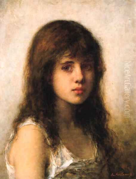 Young girl 3 Oil Painting by Alexei Alexeivich Harlamoff