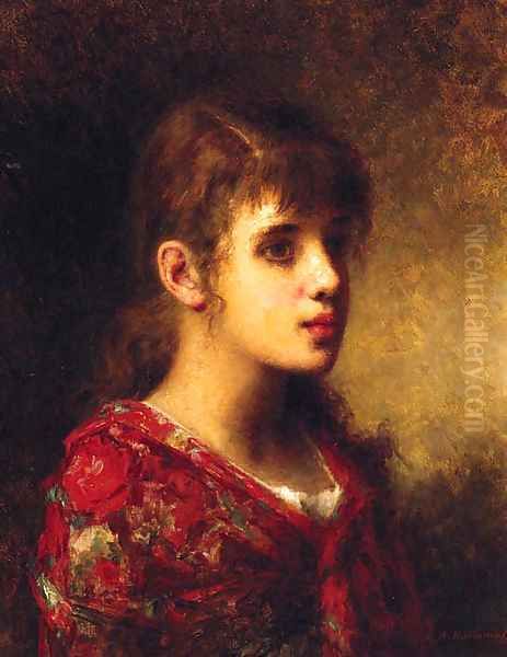 The Young Beauty Oil Painting by Alexei Alexeivich Harlamoff