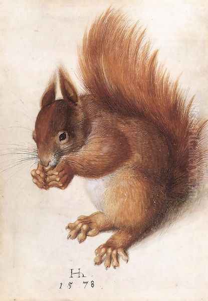 Squirrel Oil Painting by Hans Hoffmann