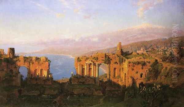 Ruins of the Roman Theatre at Taormina, Sicily Oil Painting by William Stanley Haseltine