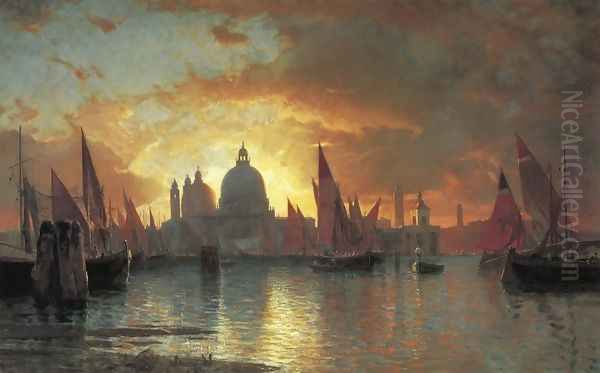 Santa Maria della Salute, Sunset Oil Painting by William Stanley Haseltine