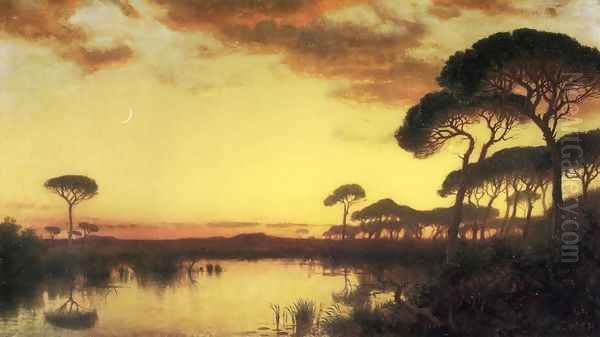 Sunset Glow, Roman Campagna Oil Painting by William Stanley Haseltine