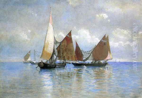 Venetian Fishing Boats Oil Painting by William Stanley Haseltine