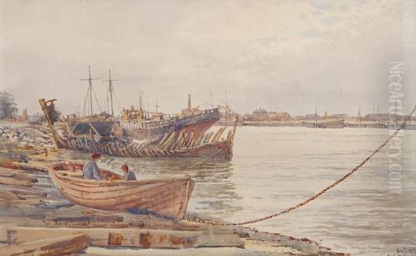 'gorleston From Darby's Hard, Aug. 1897' Oil Painting by Stephen John Batchelder