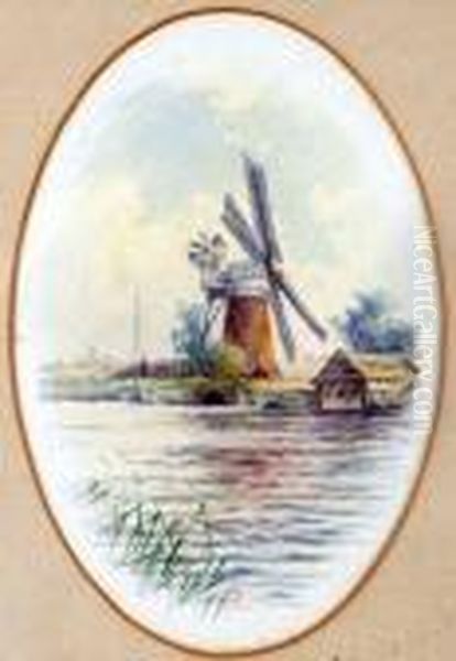 Mill On The Broads Oil Painting by Stephen John Batchelder