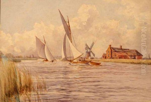 The Mouth Of The Thurne Oil Painting by Stephen John Batchelder