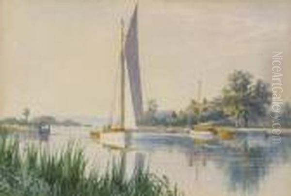 Yachts At Hornsey Ferry Oil Painting by Stephen John Batchelder