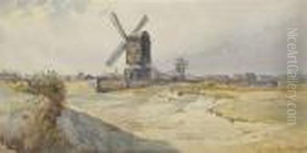 Mill At North Denes, Great Yarmouth Oil Painting by Stephen John Batchelder