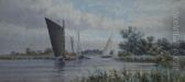 Near Hoveton Broads Oil Painting by Stephen John Batchelder