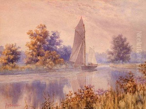 Evening Mist Near Wroxham Oil Painting by Stephen John Batchelder