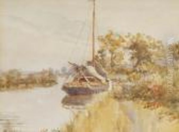 Norfolk Wherry, Moored Oil Painting by Stephen John Batchelder