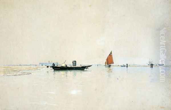 Venetian Lagoon Oil Painting by William Stanley Haseltine