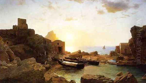 Marina Piccola, Capri Oil Painting by William Stanley Haseltine