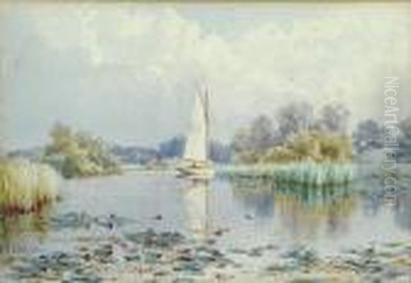 'calm', Salhouse Broad, River Bure Oil Painting by Stephen John Batchelder