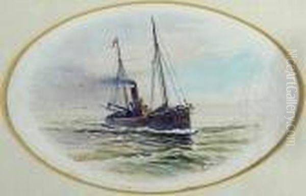 A Steam Naval Boat (a Converted Drifter) Inscribed 'one Of Our Creditors' Oil Painting by Stephen John Batchelder