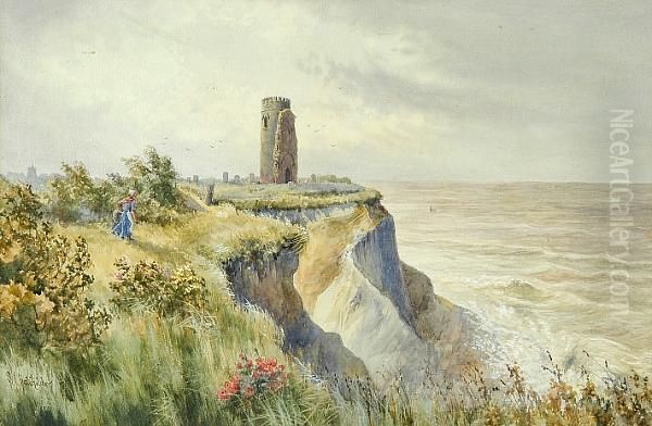 On The Cliffs Near Cromer Oil Painting by Stephen John Batchelder