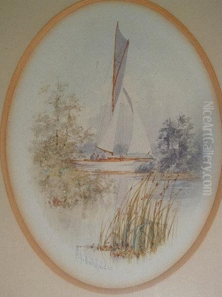 Yacht On The Broads Oil Painting by Stephen John Batchelder