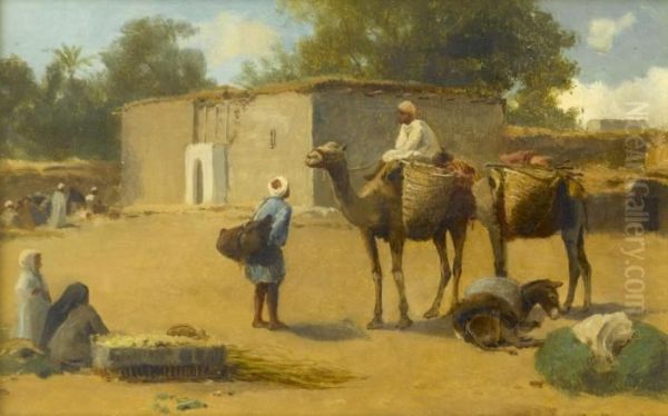 Environs Of Cairo Oil Painting by David Bates