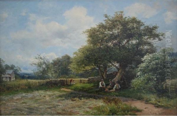 A Westmorland Hayfield Oil Painting by David Bates