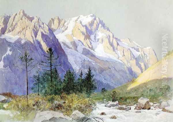 Wetterhorn from Grindelwald, Switzerland Oil Painting by William Stanley Haseltine