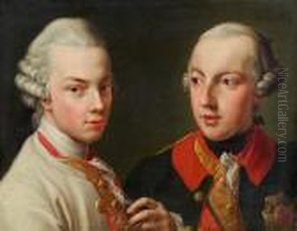 Kaiser Joseph Ii. Und Grosherzog Pietro Leopoldo Vontoskana Oil Painting by Pompeo Gerolamo Batoni