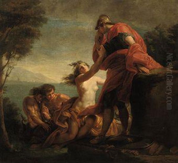 Achilles Comforted By Thetis Oil Painting by Pompeo Gerolamo Batoni