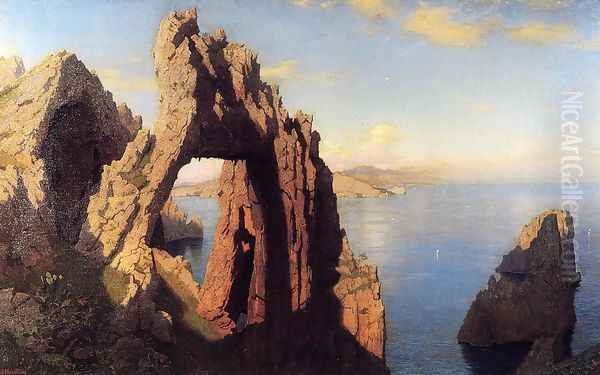 Natural Arch at Capri 2 Oil Painting by William Stanley Haseltine