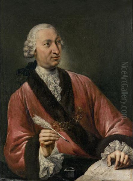 Ritratto Di Gentiluomo Allo Scrittoio Oil Painting by Pompeo Gerolamo Batoni