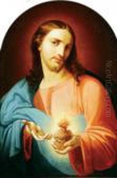 The Sacred Heart And The Immaculate Heart Oil Painting by Pompeo Gerolamo Batoni