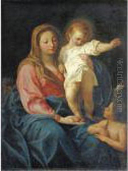 Madonna Col Bambino E San Giovannino Oil Painting by Pompeo Gerolamo Batoni