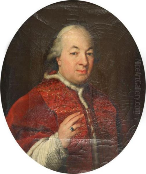 Portrait Of Pope Pius Xv (1775 - 1799) Oil Painting by Pompeo Gerolamo Batoni