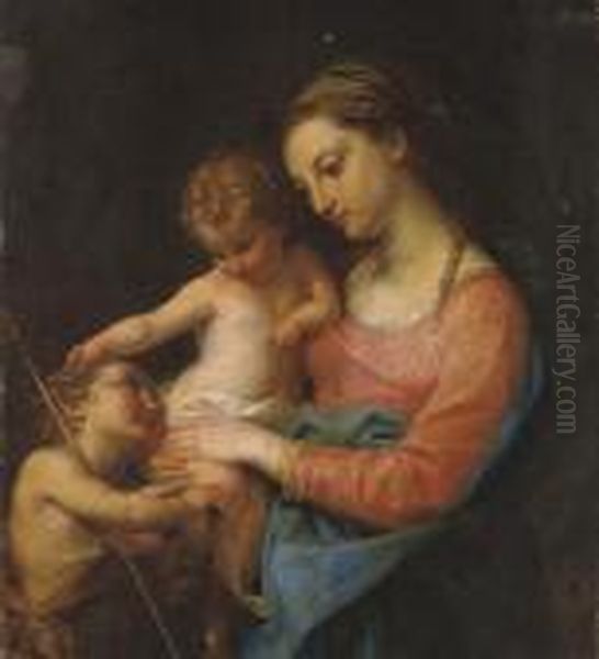 The Madonna And Child With The Infant Saint John The Baptist Oil Painting by Pompeo Gerolamo Batoni