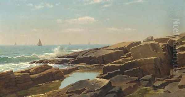 Rocks at Narragansett, Rhode Island Oil Painting by William Stanley Haseltine