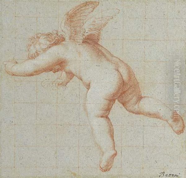 A Flying Putto, Looking Down Oil Painting by Pompeo Gerolamo Batoni