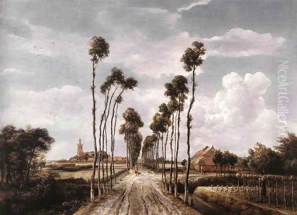 The Alley at Middelharnis 1689 Oil Painting by Meindert Hobbema