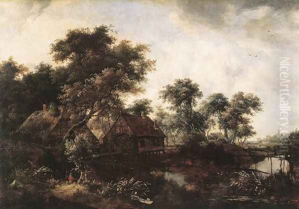 The Water Mill Oil Painting by Meindert Hobbema