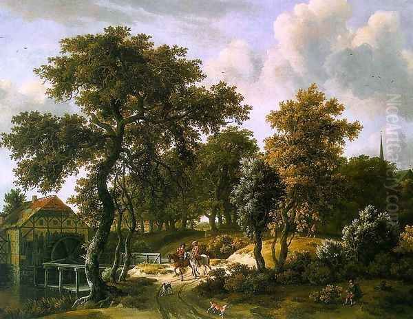 The Travelers 1662 Oil Painting by Meindert Hobbema