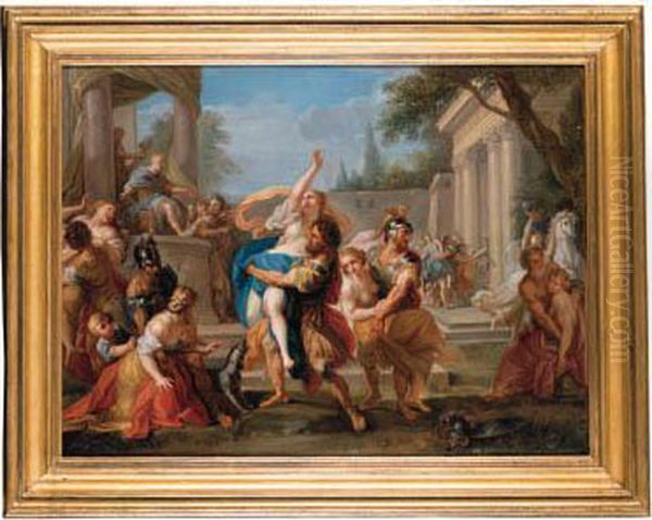 The Rape Of The Sabines Oil Painting by Pompeo Gerolamo Batoni