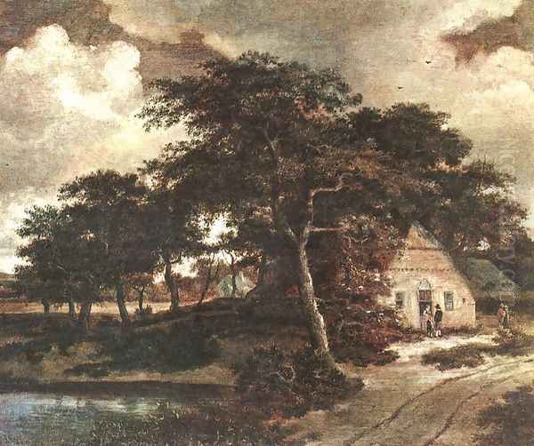 Landscape with a Hut c. 1660 Oil Painting by Meindert Hobbema