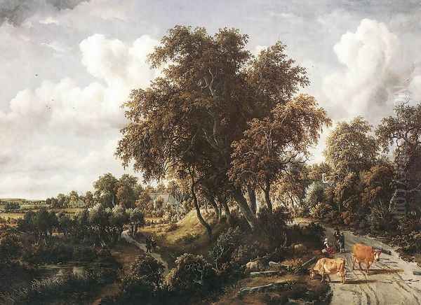 Road on a Dyke 1663 Oil Painting by Meindert Hobbema