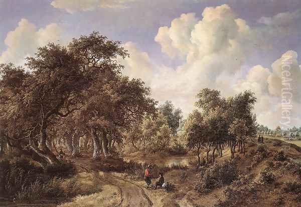 A Wooded Landscape 1660-65 Oil Painting by Meindert Hobbema