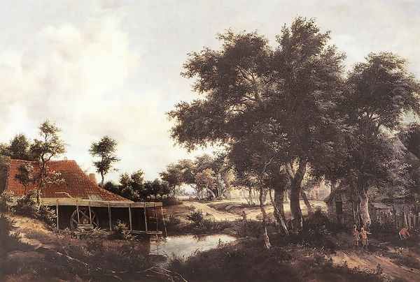 The Water Mill 1663-68 Oil Painting by Meindert Hobbema