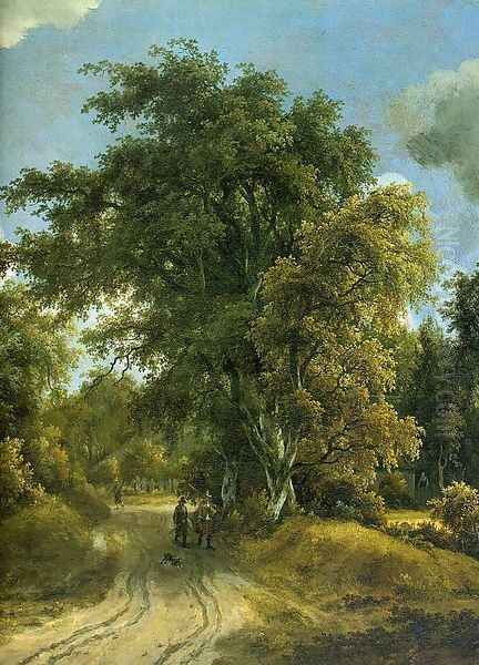 Woodland Road Oil Painting by Meindert Hobbema