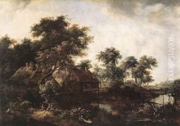 The Water Mill I Oil Painting by Meindert Hobbema