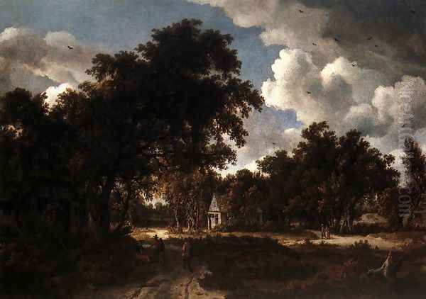 Wooded Landscape 1662 Oil Painting by Meindert Hobbema