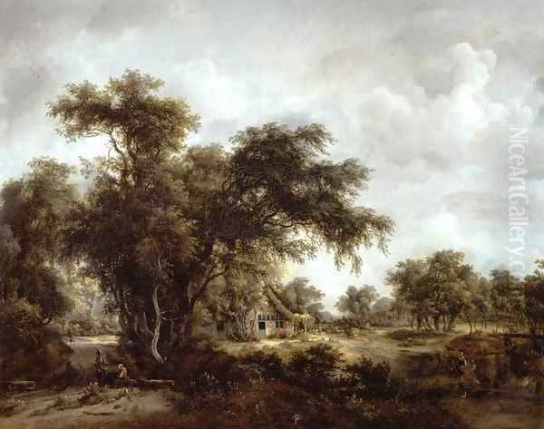 Farm in the Woods Oil Painting by Meindert Hobbema