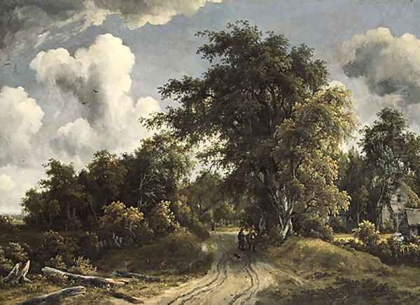 Woodland Road probably ca 1670 Oil Painting by Meindert Hobbema