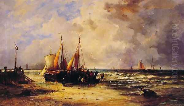 Coming Ashore Oil Painting by Abraham Hulk Snr